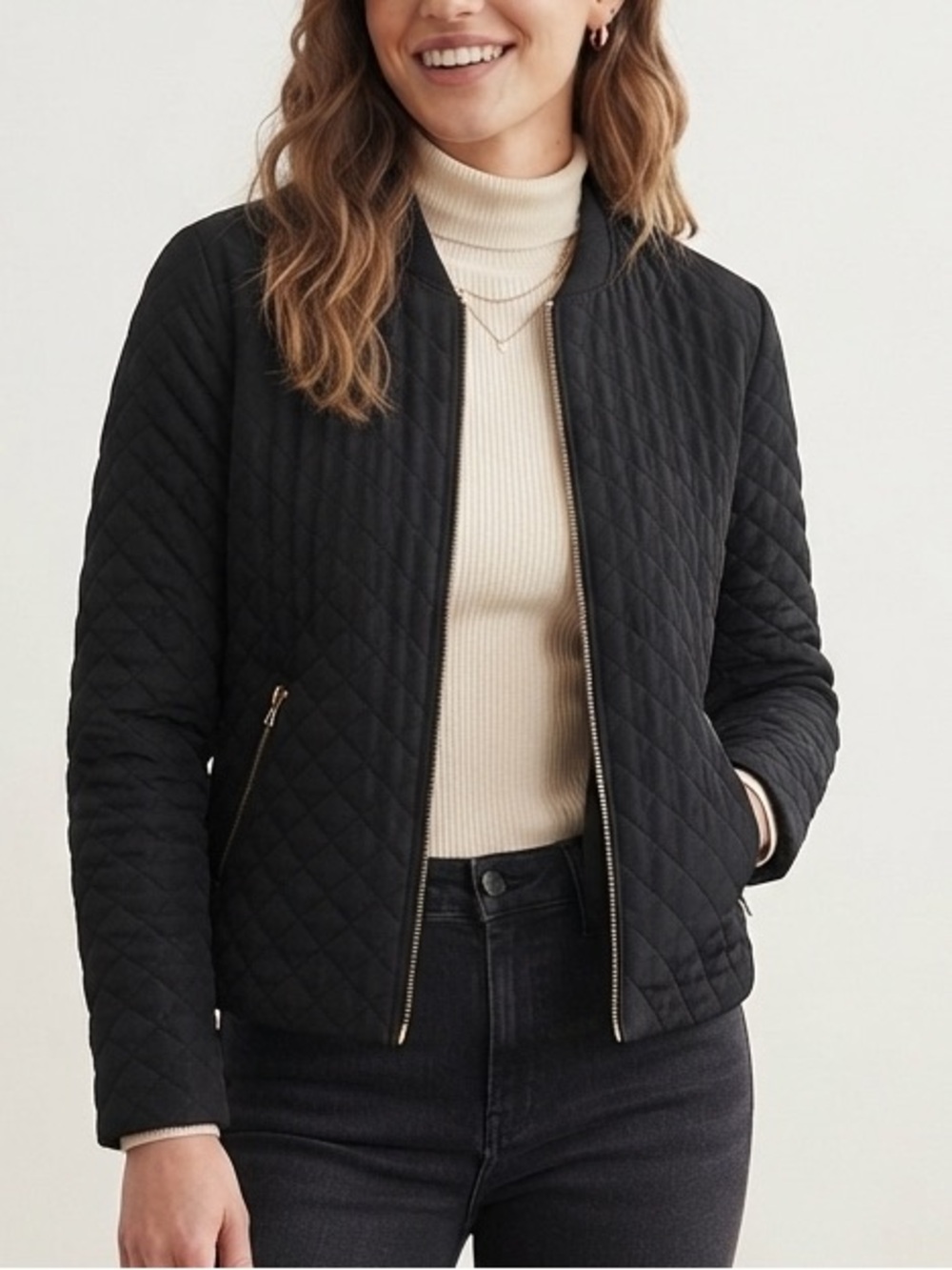 Maje Sz XS (36) Black Diamond Quilted Short Minimalist Jacket